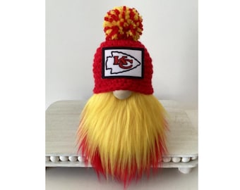 Kansas City Chiefs Gnome, Crochet hat Gnome, Tiered tray decor, Chiefs Kingdom. Swifties.