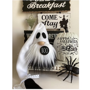 Halloween Ghost Gnome, Spooky Gnome, Halloween decor, Tiered tray decor, Fall gnome, Farmhouse decor