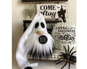 Halloween Ghost Gnome, Spooky Gnome, Halloween decor, Tiered tray decor, Fall gnome, Farmhouse decor