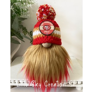 SF 49ers Gnome , Crochet Gnome, Tiered tray decor, Football gnome.