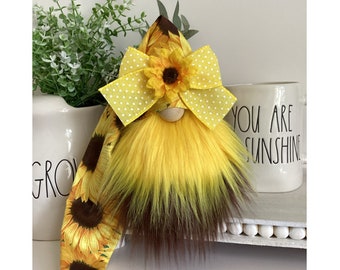 Sunflower Gnome. Summer Gnome. Farmhouse Gnome. Tier tray decor. Farmhouse decor. Handmade Gnome.