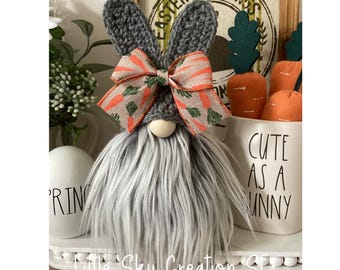 Easter bunny Gnome. Crochet hat gnome. Spring Gnome. Easter tier tray decor. Handmade gnome. Easter gift.
