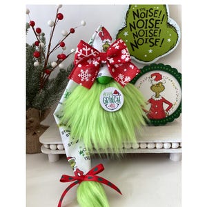 Christmas Gnome. Grinch Gnome. Christmas decor. Christmas Tiered tray decor. Handmade Gnome.