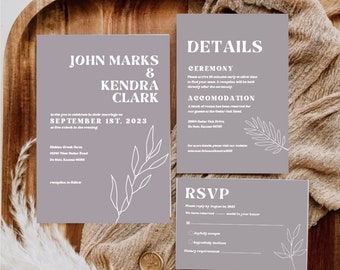 Retro Wedding Invitation Suite Customizable Template