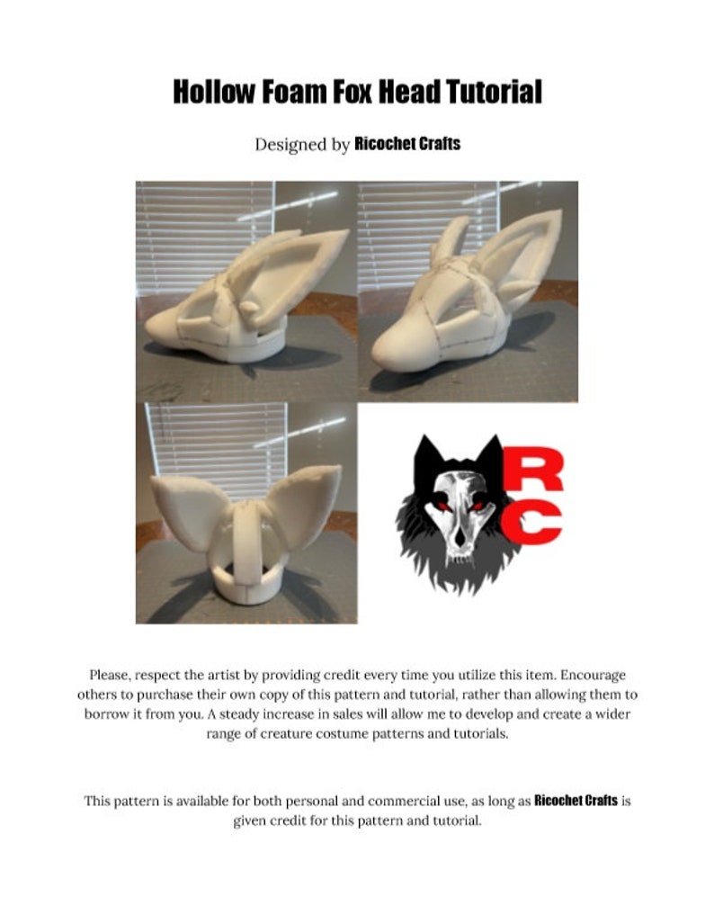 Hollow Foam Fox Head Pattern Etsy