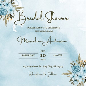 Blue Bridal Shower Invitations