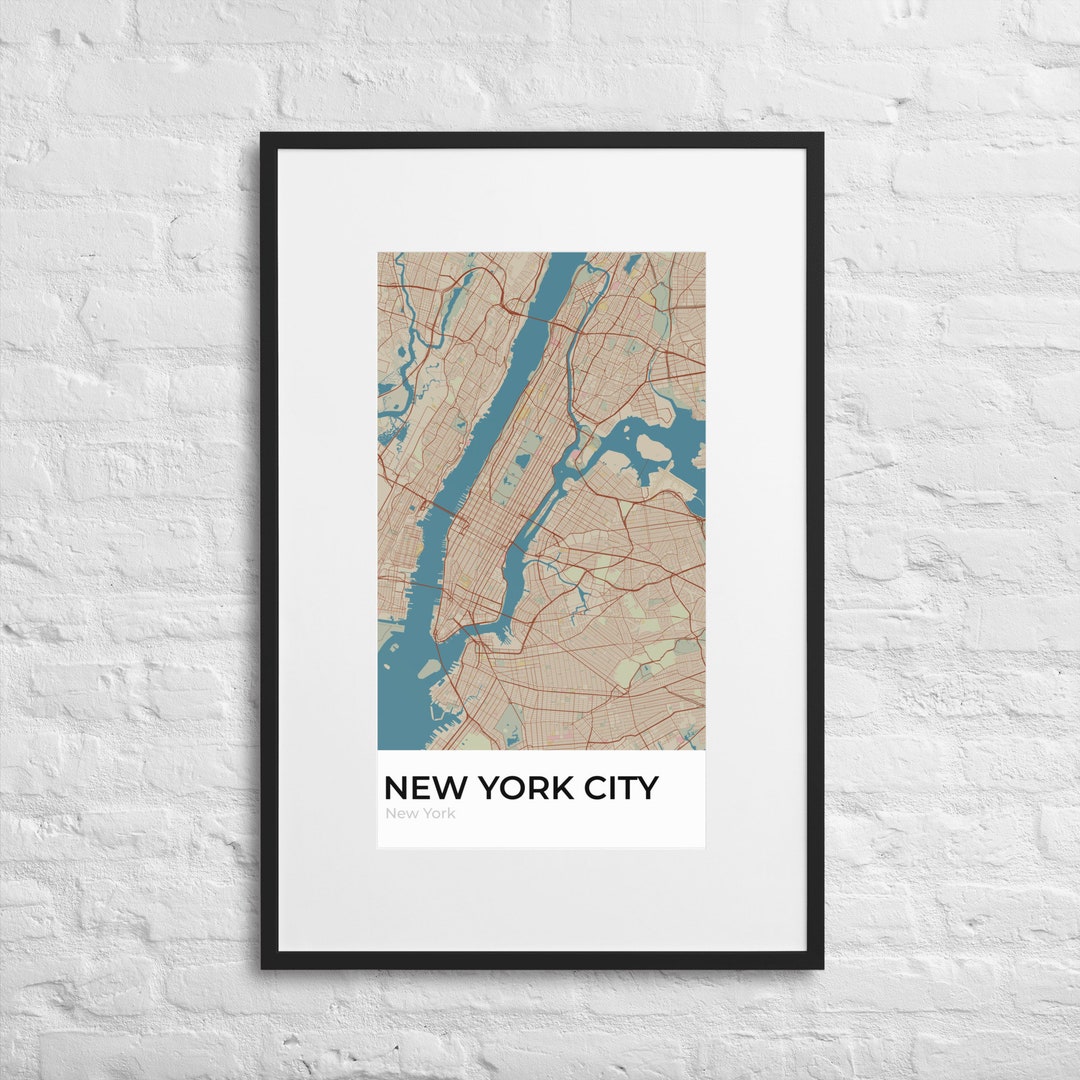 City Map Frame New York City Framed Vintage City Map - Etsy UK