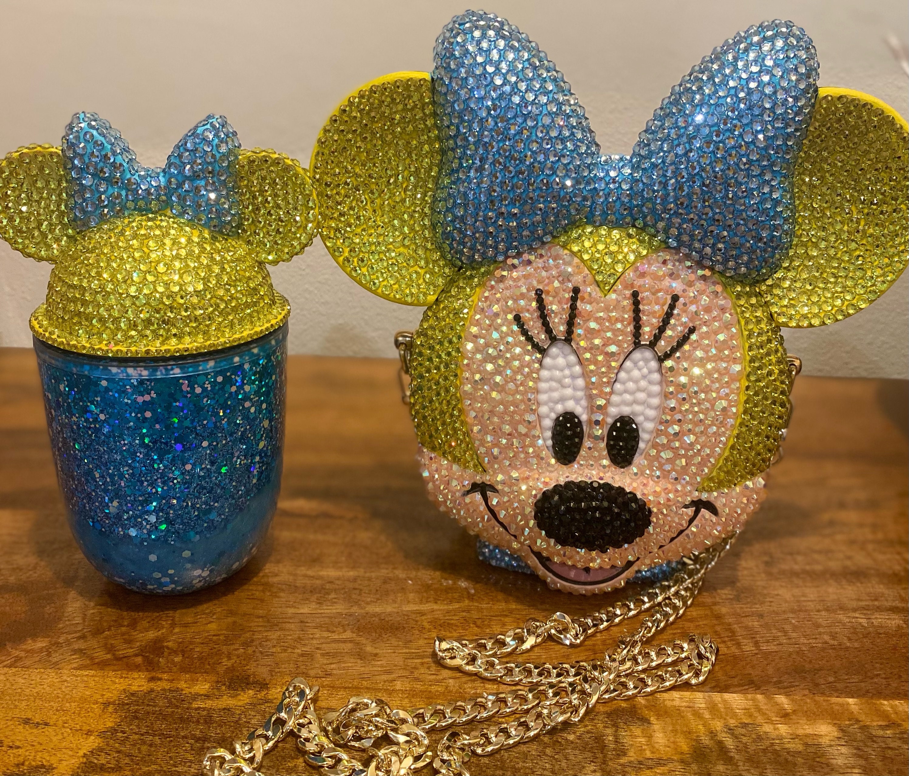 Rhinestone Minnie Mouse Crossbody Bag and Matching Cup, Cinderella ...