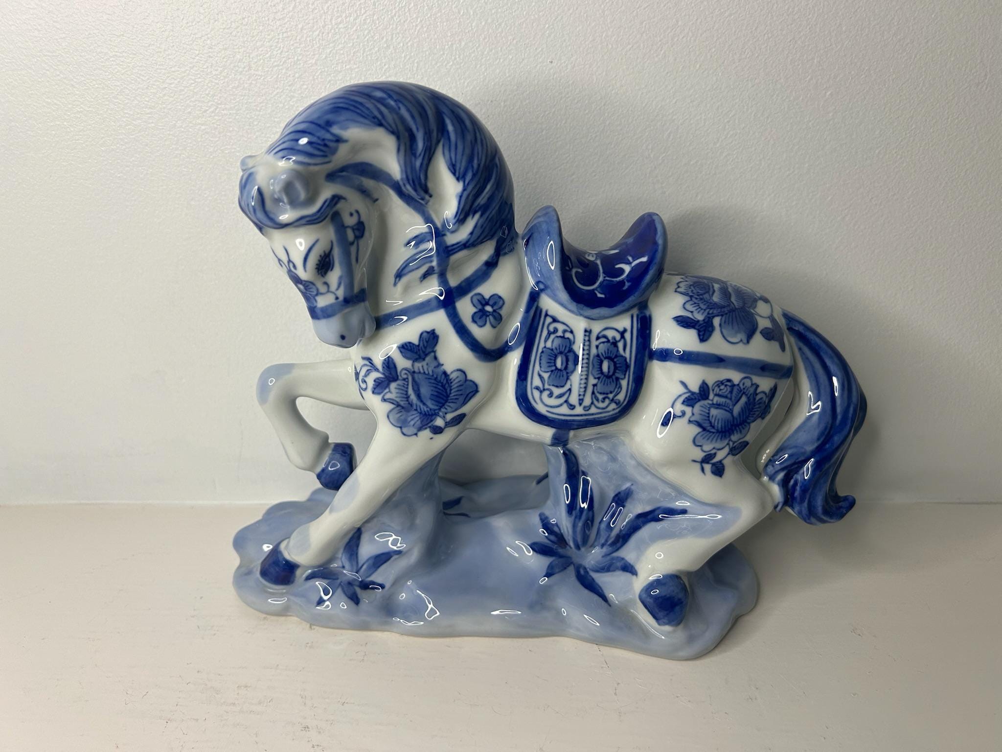 Blue Porcelain Horse - Etsy