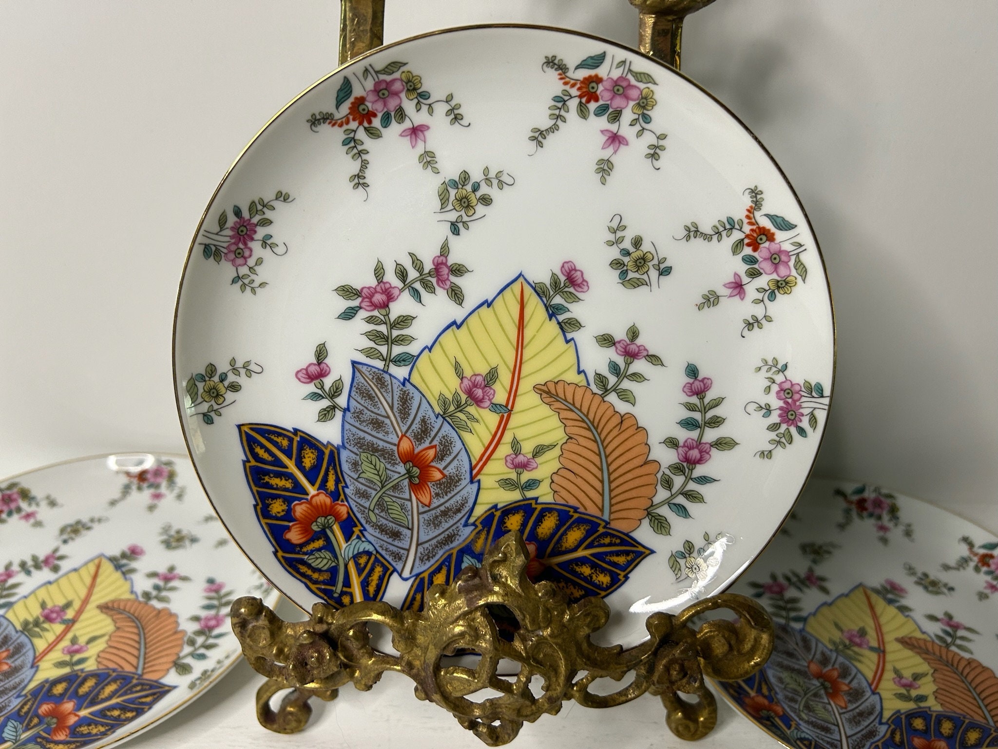 tobacco leaf fine china by mann Vintage 7.25 Inch Mann Tobacco Leaf Plate (8 Available )