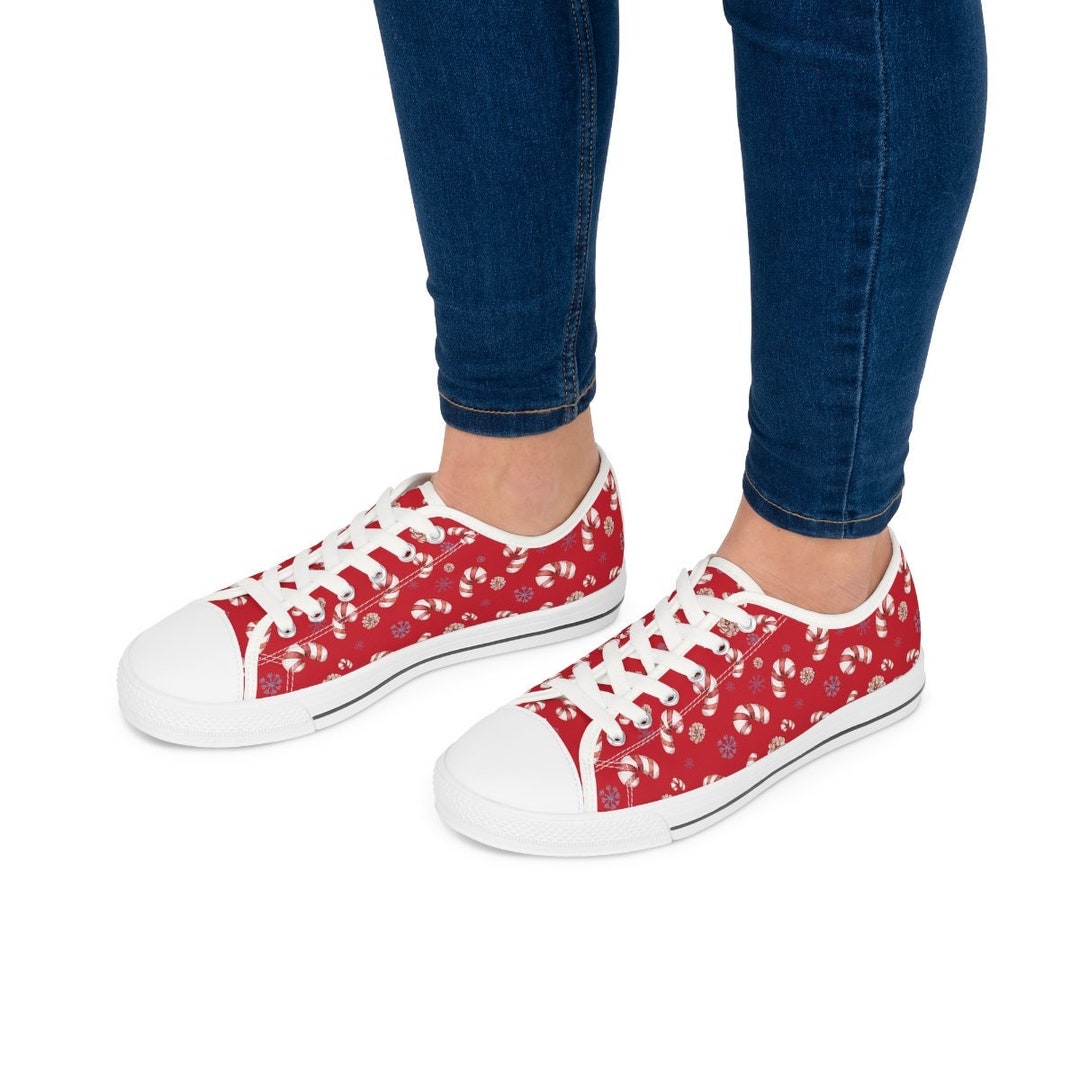 Cull4U Women's Retro Low-Top Sneakers – Red/White Skate Style Shoes (Size 8 M US)