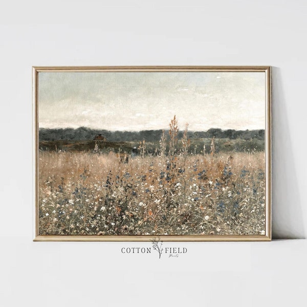 Vintage Flower Field | Wildflower field print | Farmhouse Wall Art | Spring Wall Art | Digital Download