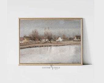 Vintage Winter Prints | Winter Landscape Printable | Winter Wall Art Decor | Winter Lake Printable Art | Digital Download