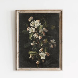 Vintage Moody Floral Oil Painting Vintage Floral Printable Floral Wall ...