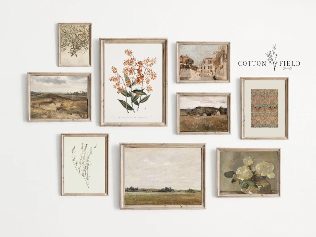 Gallery Print Set of 9 - Vintage Gallery Wall Art Printable - Rustic ...
