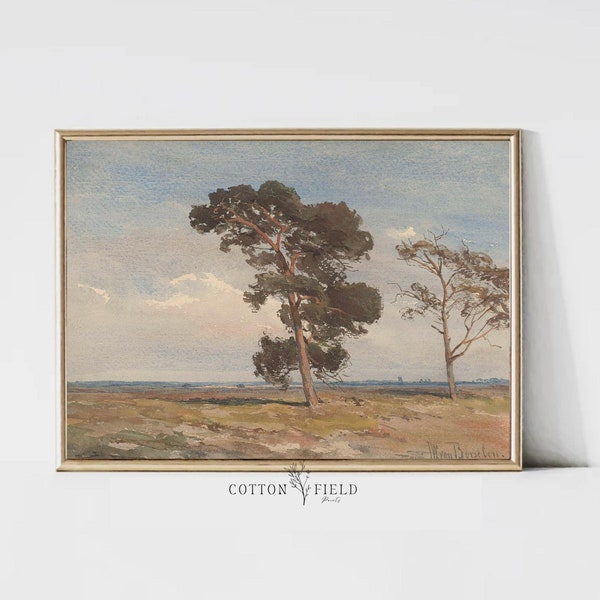 Lone Tree | Vintage Landscape Painting | Vintage Tree Print | Wall Art | Digital Download