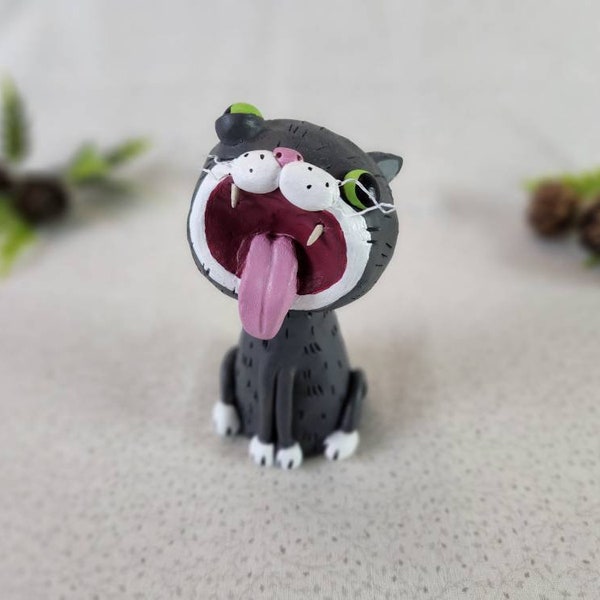 Silly Hairball Cat Handmade Polymerclay