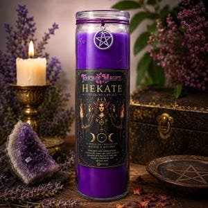 Vela de ofrenda de Hécate / Vela ritual vertida a mano para altares, devoción y práctica espiritual / Vela de la diosa púrpura /