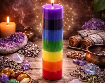 Seven Chakra Pillar Candle | Traditional Spell & Ritual Supplies | Handmade