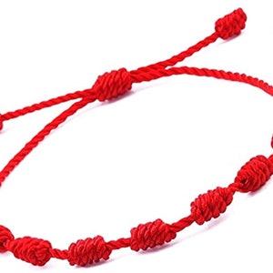 Red 7 Knot Adjustable Bracelet - Protect Yourself from Ill Intentions - Hex & Curse Protection - Mallochio