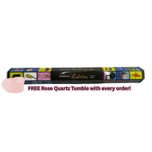 Lottery - Game Inspired Incense - Used for Money and Success - 15 Grams - Approximately 15 Sticks | Bundled with Rose Quartz Tumble