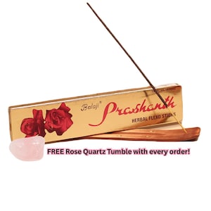 Prashanth Herbal Incense Bundle with Rose Quartz Crystal Included