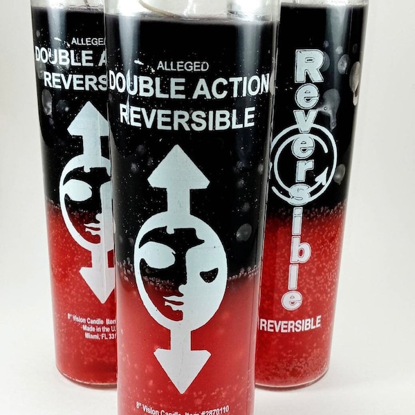 Reversible | Black & Red | 5-7 Day Candle in Glass Container - Santeria - Voodoo - Hoodoo - Spells - Wicca - Pagan