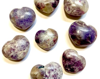 Rare Unicorn Stone Hearts | Pink Tourmaline, Lepidolite, Smoky Quartz | Spiritual Growth, Development, Intuition & Grounding | Psychic