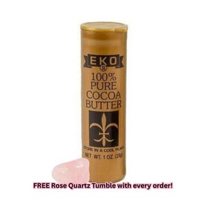 100% Cocoa Butter Stick for Skin or Religious Use | Bundled with Rose Quartz Tumble