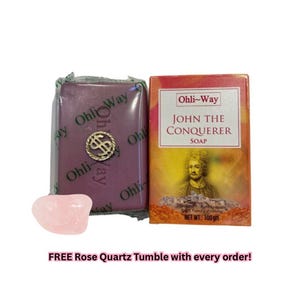 High John the Conqueror Soap | Used for Success, Prosperity, & Victory | 100 Grams | Bundle with Rose Quartz Crystal Tumble