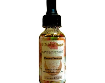 Money Drawing Oil - 1 Oz - Made with Herbs, Roots, Resins, Powders & Oils to Manifest your Intentions - Authentic Ingredients