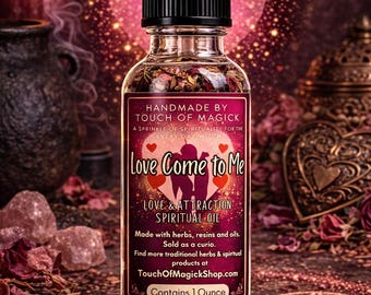 Olio "Love Come to Me" / Realizzato con ingredienti tradizionali / Accessori per rituali e incantesimi / 28 g / Unzione / Hoodoo / Santeria