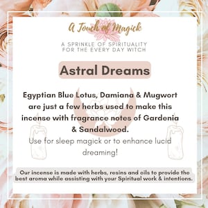 Astral Dreams handgemachte Räucherstäbchen | 8 Stöcke Packung | Verwenden Sie für Schlafmagie, um Vivid Dreams und Astral Travel zu verbessern
