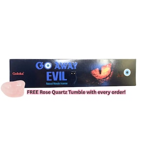 Go Away Evil | 15 Grams | Approximately 15 Sticks | Masala Incense | Bundled with Rose Quartz Crystal Tumble