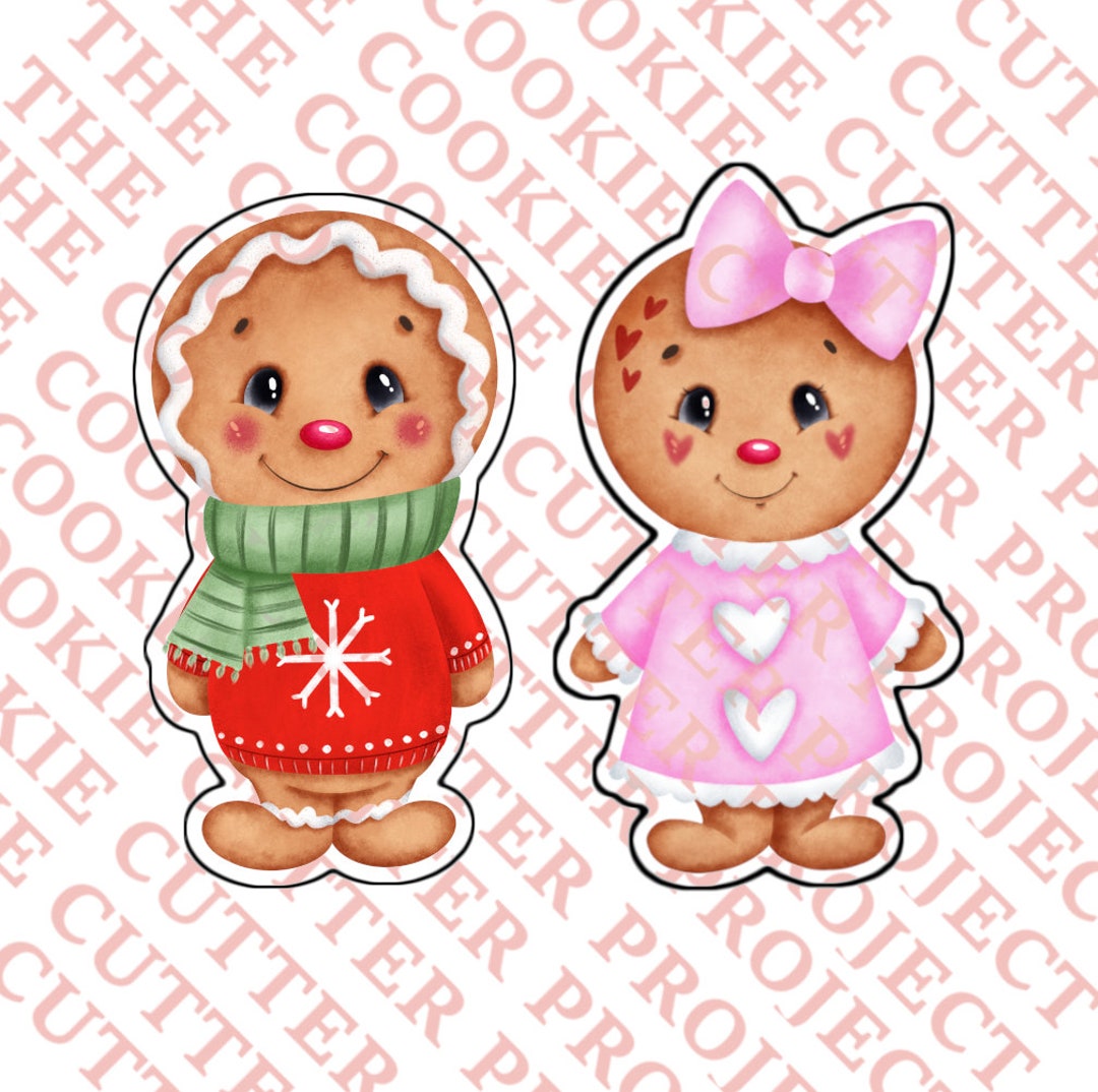 Adorable Gingerbread Boy and Girl Cookie Cutter Set of 2 for Christmas Etsy