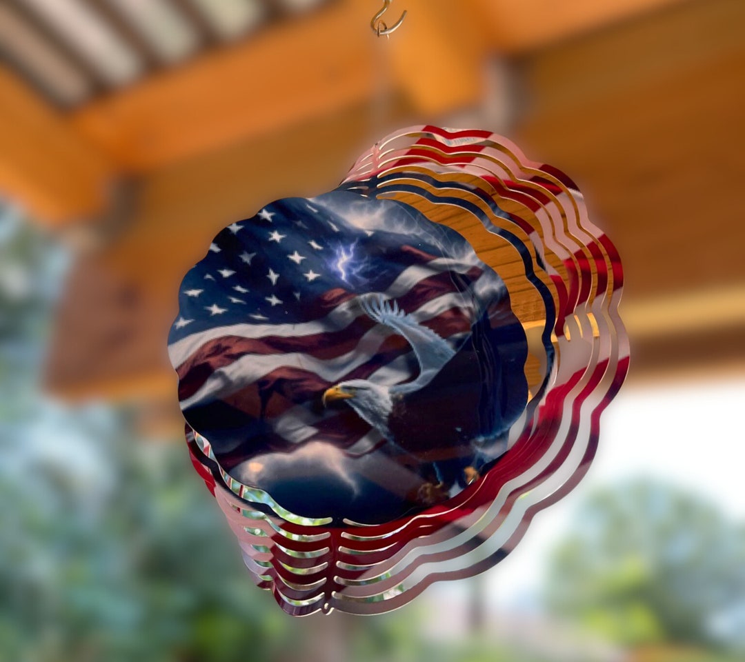 Wind Spinner Patriotic American Pride 4th of July, Indoor Outdoor 10in Metal Wind Spinner Etsy