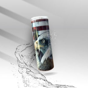 American Eagle Flag Tumbler | Patriotic 20oz 30oz Cup | Custom USA Bald Eagle Drinkware