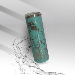 Floral Horse Laser Engraved Tumbler | 20oz Stainless Steel Drinkware | Western Cowgirl Gift | Horse Lover Cup | Customizable Colors