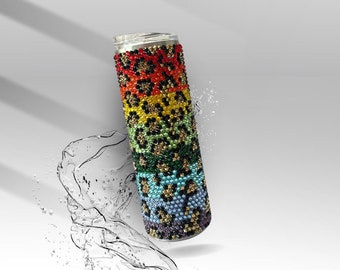Vaso con diamantes de imitación de leopardo arcoíris: Bling Insulated 20oz