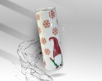 Christmas Snowflake Gnome, Glittered Epoxy Insulated Tumbler