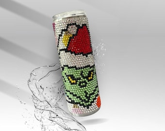 Rhinestone Grinch Tumbler: 20oz Sparkle Christmas Cup