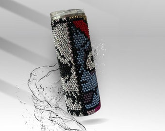 Rhinestone Nightmare Tumbler: Handmade Gothic Horror Bling Cup