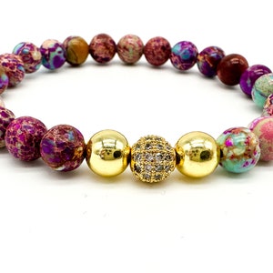 Purple Sea Sediment Jasper Bracelet, Mens or Womens Bracelet, 8mm, Gemstone, Bracelet for Balance and Energy