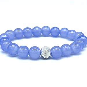 Periwinkle Women's Beaded Bracelet, 8mm Gemstone Bracelet for Tranquility, Round Bead Bracelet For Meditation, Peace