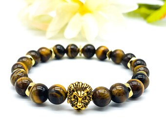 Tiger Eye Bracelet, Unisex Beaded Bracelet for Self Confidence, Men or Women's Gemstone Bracelet, 8mm Gemstone Bracelet Jewelry Gift