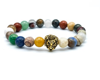 Rainbow Tiger's Eye Bracelet, 8mm Gemstone Bracelet Jewelry, Tiger's Eye Bracelet, Anxiety Support Round Bead Bracelet for Clarity and Peace