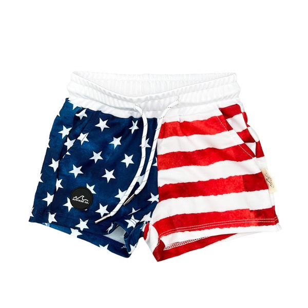 NEW! USA  Swim Shorts, Hybrid Swim Trunks, Boy Boardshort, Baby Swim, Toddler Swim, Boy Swim, Baby Swim, Children Swimwear