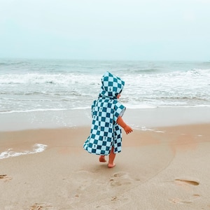 Checker Bolt Beach Towel, Toddler Beach Towel, Children Beach Towel, Baby Hooded Towel, Baby Poncho, Toddler Poncho, Hooded Towel