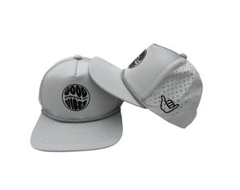 Gray &quot;Good Vibes&quot;  Hydro Surf Snapback, Children Snapback, Children Water Hat, Toddler Water Hat, Sun Hat