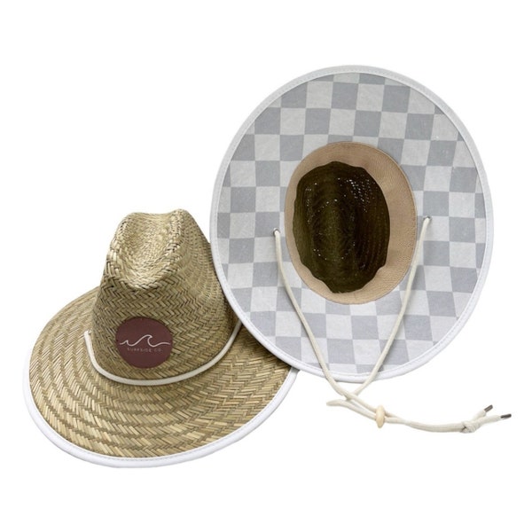 Checker Baby Straw Hat, Toddler Straw Hat, Kid Straw Hat, Children Straw Hat, Straw Hat, Summer Hat, Sun Hat